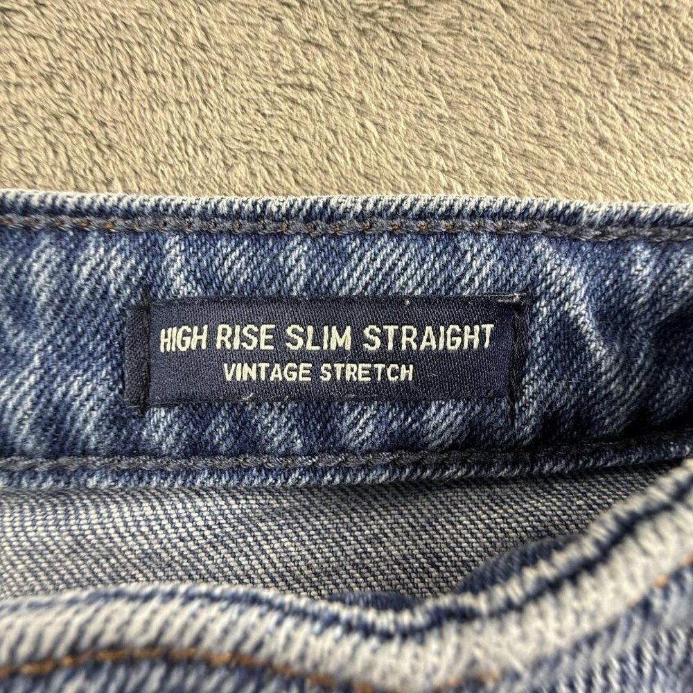 Hollister High Rise Slim Straight Jeans Women 0R Distressed Rose Embroidered Y2K - Picture 8 of 16